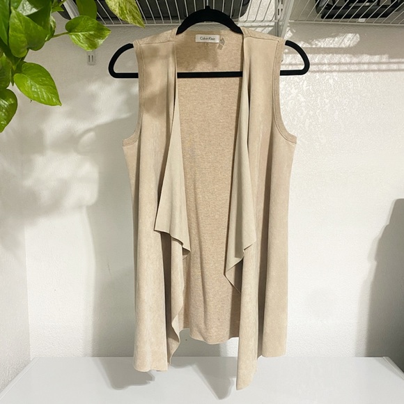 Calvin Klein Faux Suede Drape Vest - Picture 8 of 8